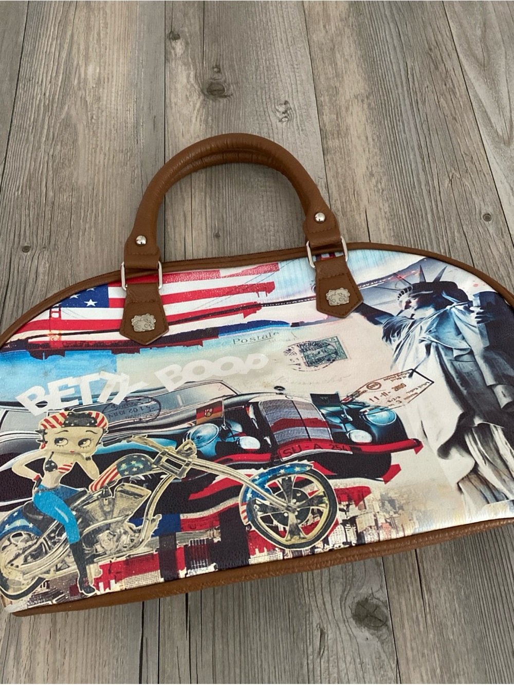 Betty Boop 2013 Biker City Purse Handbag 17x11 Flaws (READ)👇